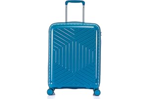 DK Luggage 20” Cabin Ryanair, EasyJet, BA, Jet 2 Hard Shell Approved Hand Luggage Polypropylene Suitcase 4 Wheel Spinner Luggage PP20 Blue