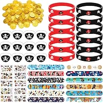 Piraten-Party-Set Für Kinder - 70 Teile Mit Augenklappen, Armbändern, Münzen & Tattoos Für Schatzsuche Und Geburtstag