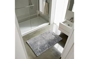 Comart - Dywan do łazienki - prostokątny dywanik 45 x 75 cm - miękki i puszysty pod stopami - średnie włosie - szybkoschnący i wodoodporny - antypoślizgowy - można prać w pralce - szary