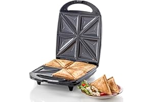 Quest 35990 4 Portion Non-Stick Toastie Maker/Easy to Clean/Student Essentials for University Kitchen