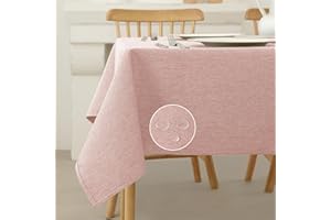 Vorvowry Mantel Antimanchas Rectangular Redonda con Efecto Lino Mantel Impermeable Hule Mesa Manteles para Fiesta Cocina Comedor Rectángulo 90x135cm Rosa