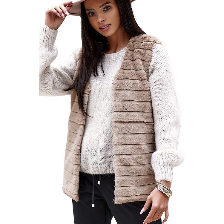 KODMNSW Fellweste Damen - Teddyfell Weste Ärmellos Winter