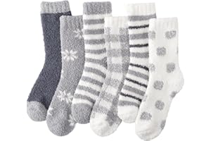 ILovDaisy Kuschelsocken Damen 5/6 Paare Warme Flauschige Socken, Weihnachtssocken, Dicke Wintersocken Haussocken, Kuschel Bettsocken Schlafsocken Thermosocken für Weihnachten als Geschenke