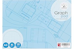 THE WORCESTERSHIRE STATIONERY COMPANY Vizsla, A3 Graph pad, 50 Sheets (100 Pages) 1mm, 5mm, 10mm Graph Paper