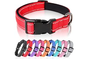 HEELE Hundehalsband, Hundehalsband aus Nylon, Reflektierend Halsband Hund mit Weich Neopren Gepolstert für Welpen Kleine Mitt
