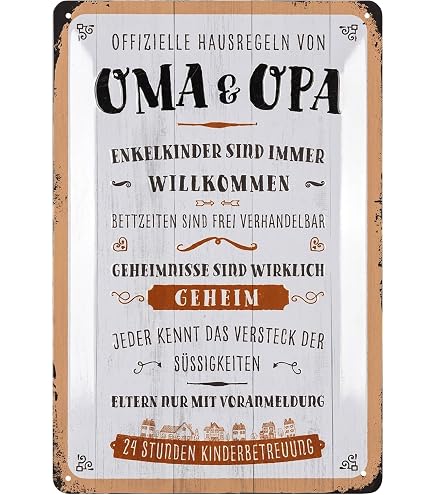 speecheese Metal Sign XL 21 x 28 cm Here Living Grandma & Grandpa