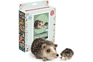 The Crafty Kit Company Needle Felting Craft Kit - Happy Hedgehogs | 100% Corriedale Wool DIY Felt Craft Kit – Handmade Gift for Adults, Teens & Beginners | Age 10+