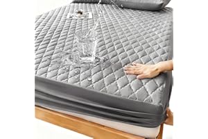 LUPATDY Matratzenschoner 180X200, wasserdichte Spannbettlaken, Rundumbezug Atmungsaktives Schutz überwurf, wasserdichte Matratzenauflage für Einzelbetten,Dunkelgrau