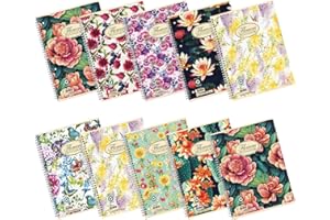 Pigna, Maxi Quaderni Spiralati Nature Flowers, f.to A4 22x29,7 cm., con 4 fori e microperforazione, interno 1R, righe, 80 gr., Carta Riciclata, soggetti assortiti, 5