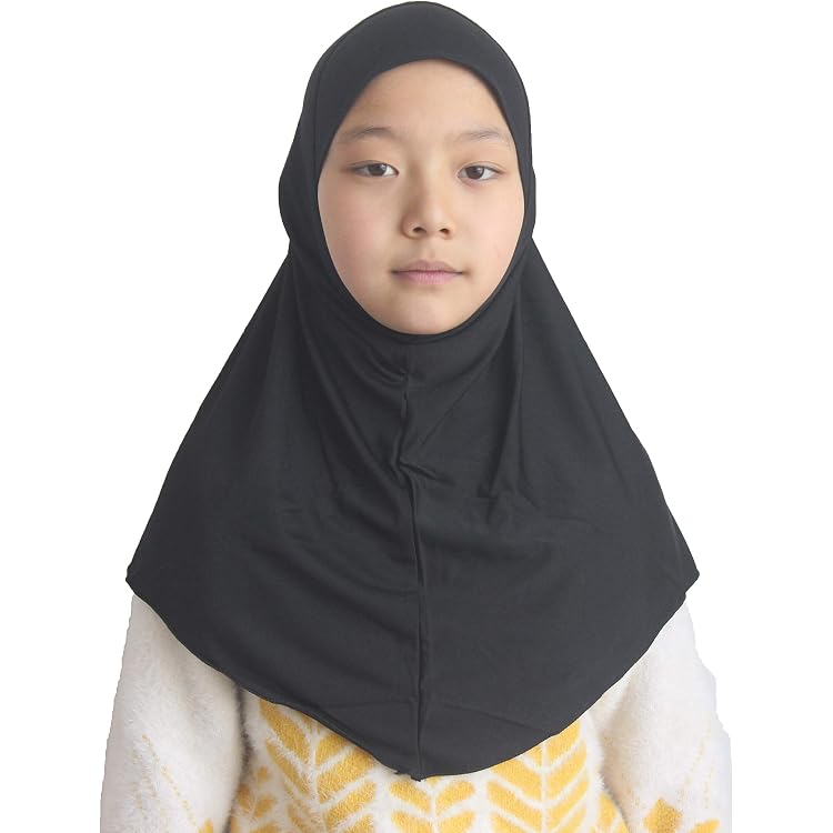 Lenmipot Muslimischer Instant Hijab Für Mädchen 4–8 Jahre – Mit Blumen, Weich, 9 Farben