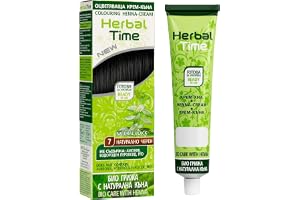 Herbal Time Henna Hårfärg 7 Svart, 75 ml | Växtbaserad färgkräm, semi-permanent färgning, täcker grått hår, färdigblandad, ut