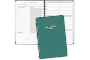 BIROYAL Agenda hebdomadaire non daté - Format A5 - Planning hebdomadaire avec liste de tâches - Large zone de notes - 52 feuilles en français - Couverture rigide