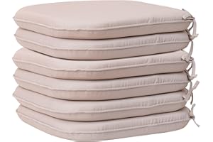 RACE LEAF Lot de 6 coussins de chaise de jardin, coussins de chaise pour chaises de salle à manger, coussins de siège d'intérieur et d'extérieur, pour votre salon, et plus encore (ronds, beige)