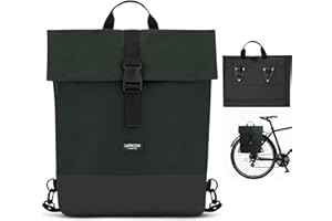 LARKSON Borse Bici Posteriore Laterali Verde - Tammo Bike - Zaino e Borsa Laterale 2 in 1 per la Bici, Realizzati con Materiale Riciclato - Idrorepellente