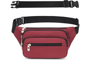 IHIGOGOFA Sac Banane Taille Homme Femme Ville Sacs Banane Unisexe avec Ceinture allongée de 60 cm et Poches à 4 Fermetures à glissière Ceinture réglable pour la randonnée d'entraînement en Plein air