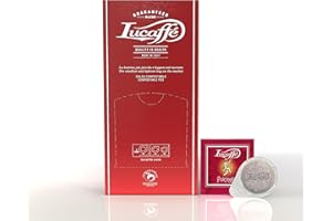 Lucaffé Pulcinella saszetki do kawy Ø 44 mm, 150 biodegradowalnych kapsułek papierowych, kawa energetyczna, mieszanka neapolitańska arabska i Robusta, dodatkowa kofeina