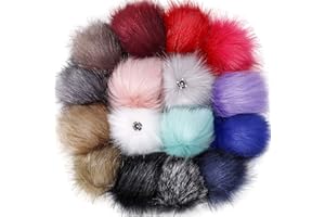 TATUO DIY Kunstpelz Pom Poms Ball mit Druckknopf Abnehmbarer Flauschiger Pompon für Strickmützen Schuhe Schals Tasche Zubehör (Bunt, 16)