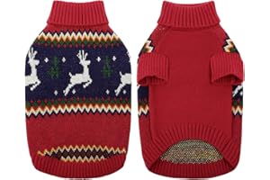 KONVINIT Maglioncino Natale Pullover Maglieria Cane maglione natale cane con Motivi Natalizi per Cani di Piccola,per Cuccioli di Taglia Medio Piccola