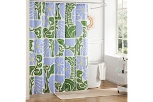 Ohocut Moderna duschdraperier abstrakta geometriska färgglada 50-talsduschdraperier för badrum söt retro blommig blå grön dus