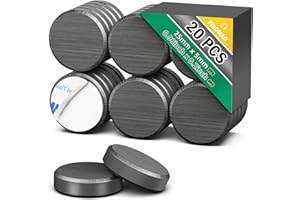 FINDMAG 20 Pack Fridge Magnets, Black Disc Magnets for Crafts, Ceramic Magnet with Adhesive Backing, Whiteboard Magnet for Tools, Photos, Wall, Wood, Cloth, Plastic, Door, Window, Locker, DIY - 25 mm x 5 mm