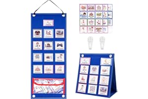 DingGreat Kinder Kalender - Visueller Stundenplan aus Filz mit 70 Deutschsprachigen Bildkarten, Klettpunkten und Tasche - Unterstützt den Tagesablauf für Zuhause und Schule