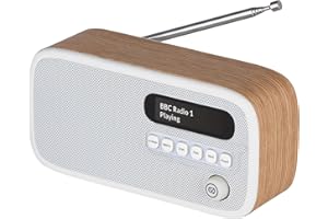 VQ Dexter Radio Bluetooth DAB/DAB+ con Finitura in Legno Premium - Radiosveglia Digitale con Doppia Sveglia, FM, Antenna, 4,5 Ore di Autonomia Grazie alla Batteria Integrata e 60 Preselezioni
