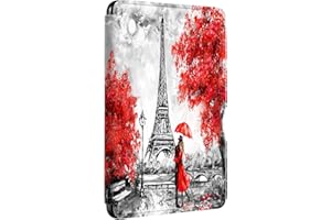 SGKITM Custodia Kindle Paperwhite 1/2/3 Pelle Flip Silicone Cover Foglia di Loto Fiore Gatto Modello Shell Auto Svegliati o Sonno PU Protezione Case per Kindle Paperwhite 2012/2013/2015 (9)