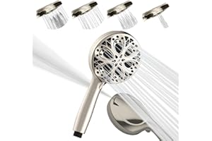 SparkPod Shower Head High Pressure and 10 Spray Settings - Luxury 5" Handheld High Power Shower Heads with High Pressure Jets - Showerhead and 10 Functions - Brushed Nickel (No Filter)