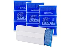 ONFARMA 3 SACCHETTI Ghiaccio riutilizzabile gel caldo e freddo + TASCA - Gelatina blu riutilizzabile in frigo freezer o microonde - Ghiaccio in busta - Caldo in busta - Ghiaccio sintetico