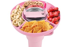 Muross Snack Ring for Cup 40 oz, 4 Compartment Snack Container, Safe Silicone Cups Snack Tray, Reusable Cups Snack Platters, Portable Effortless to Clean Snack Ring for Stanley Cup Accessories (Pink)