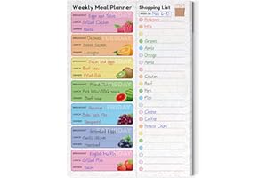 Zoe Deco Planificador semanal de comidas (fruta, 18 x 25 cm), bloc de notas magnético para frigorífico, 52 hojas fáciles de arrancar para listas de la compra