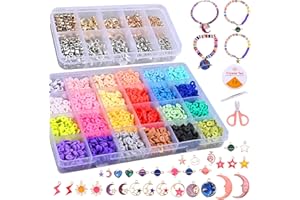 GOLDGE 4600pcs Cuentas Planas para Hacer Pulseras, Juguete de Cuentas Coloridas Abalorios Hacer Pulseras Collar, Cuentas Planas para Bisutería para Niños Adultas