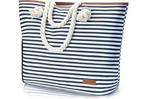 Lekespring Strandtasche Damen Groß mit Reißverschluss, Vielseitiger Badetasche XXL Familie Saunatasche Reisetasche Beach Tote Bag