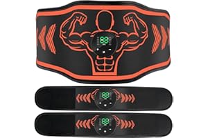 TOSUCS EMS Ceinture Abdominale，Electrostimulateur Musculaire,EMS Stimulation musculaire électrique 8 modes & 25 intensités,rechargeable par USB avec TROIS contrôleurs pour exercices abdominaux/bras/jambes po