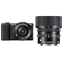 Sony Alpha ILCE5100L 24.3MP Digital SLR Camera (Black) with Sony 16-50mm Lens, Sigma 45mm f/2.8 DG DN Lens and Free Bag