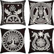 Artoid Mode Tafelloper, hout, Viking-levensboom, helm, tafeldecoratie voor het seizoen, interieur, vakantie, feest, decoratie, 40 x 180 cm