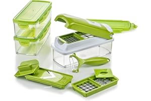 Genius Nicer Dicer Smart | 13 Teile | Gemüseschneider | Zwiebelschneider | Schneiden / Würfeln / Hobeln / Stifteln / Schälen / Aufbewahren | Mandoline | Multischneider | Gemüsehobel | Obstschneider | NEU, 22.2 x 10 x 8.1999999999999993 cm