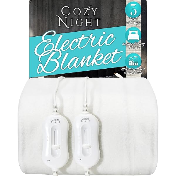 Cozy Night Electric Blanket Single Size Heated with 3 Heat Settings -  Machine Washable and Memory Foam Compatible with Overheat Protection -  (L192 x W90cm Single) : Amazon.co.uk: Home u0026 Kitchen