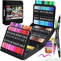 Feutres Coloriage - OTBACT - 168 Couleurs - Double Pointe Flexible - Aquarelle - Mixte - Beaux-Arts et Loisirs créatifs