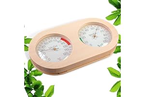 BYZESTY Termómetro higrómetro para sauna, higrómetro de madera, medidor de sauna, termómetro de sauna con termómetro e higrómetro, termómetro preciso para sauna, baño de vapor, higrómetro, para sala de yoga,