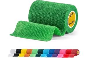 SPORTTAPE Self-Adhesive Cohesive Bandage, 7.5cm x 4.5m, Green - Compression & Vet Wrap for Dogs, Horses, Sports Stretch Tape for Football, Ankles, Joints, Wrists and Sock Tape - Single Roll
