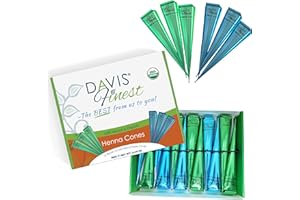 Davis Finest - Natural Henna Cones - Pack of 12 x 30g - 100% Organic & Chemical-Free Mehndi Paste - Dark Brown Colour - Skin Friendly Ready To Use Temporary Tattoo Body Art Kit