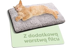 KNUPIS Samonagrzewający się Koc dla Kotów i psów 60x45cm - Miękki i przytulny koc dla kota - Redukcja hałasu - Pokrowiec nadający się do prania - Z antypoślizgowym spodem (szary)