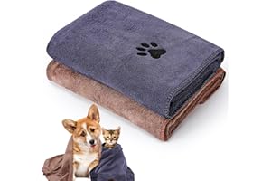 GSrenyu 2 Pack Quick Drying Dog Towel, Large Dog Towels for Drying Dogs, 50 x 100 cm Super Absorbent Microfiber Dog Towels, Soft Pet Bath Towel for Puppies, Cats and Other Pets Bath, Rain, Travel
