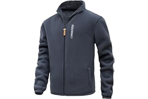 MeiLayM Giacca in Pile Uomo con Zip Integrale Giacca All'aperto Sport Giacca Stand-up Collare Giacca Casual Interno in Pile Caldo Giacca con Tasche con Cerniera