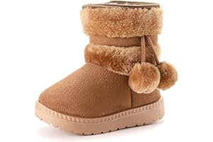 Yeeteepot Bottes de Neige Hiver Fille Enfant Chaud Doublé Antidérapant Fourrure Chaussures Premier Pas d'hiver pour bébé Fille Semelle Souple Bottines
