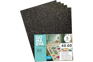 m-office Plaques de Mousse EVA Colorées pailletée 40x60cm, Feuilles de Mousse à Découper, Mousse Pailleté, Idéal pour Loisirs Créatifs, Scrapbooking, École ou Activités Manuelles (Noir, 5 uds)