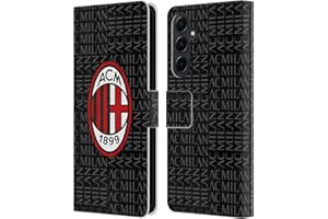Head Case Designs Licenza Ufficiale AC Milan Rosso E Grigio Modelli Cresta Custodia Portafoglio in Pelle Compatibile con Samsung Galaxy A55 5G