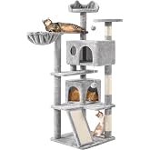 Yaheetech Cat Tree Scratching Post 146 cm with Stable Base Light Grey | Load 45 kg, resistant boards, robust and durable sisa