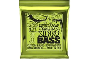 Ernie Ball Regular Slinky - Cuerdas para bajo de escala corta, entorchado de níquel, calibre 50-105